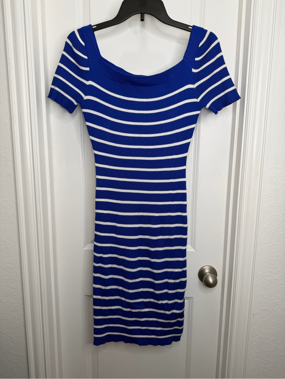 Almost Famous blue and white striped‎ knit dress Sz Large